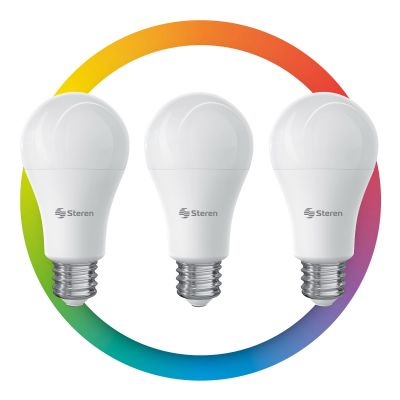 3 bombillos LED Wi-Fi RGB+W multicolor de 10 W